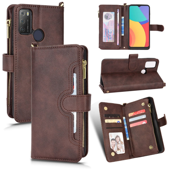 Estuche para teléfono de cuero con cremallera y textura Litchi, For Doogee S86 / S86 Pro, For Doogee S88 Pro / S88 Plus, For Doogee X96 Pro, For Sharp Aquos Zero6 / Aquos Air, For Sharp Aquos Wish, For Motorola Moto E40 / E30 / E20                     ...