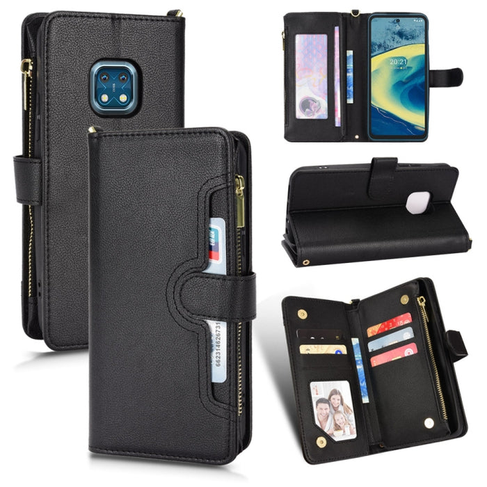 Estuche para teléfono de cuero con cremallera y textura Litchi, For Doogee S86 / S86 Pro, For Doogee S88 Pro / S88 Plus, For Doogee X96 Pro, For Sharp Aquos Zero6 / Aquos Air, For Sharp Aquos Wish, For Motorola Moto E40 / E30 / E20                     ...