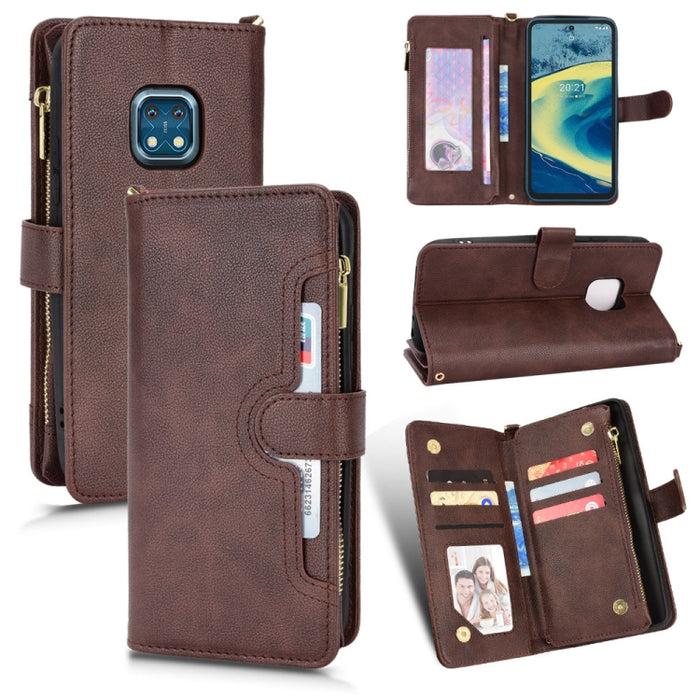 Estuche para teléfono de cuero con cremallera y textura Litchi, For Doogee S86 / S86 Pro, For Doogee S88 Pro / S88 Plus, For Doogee X96 Pro, For Sharp Aquos Zero6 / Aquos Air, For Sharp Aquos Wish, For Motorola Moto E40 / E30 / E20                     ...