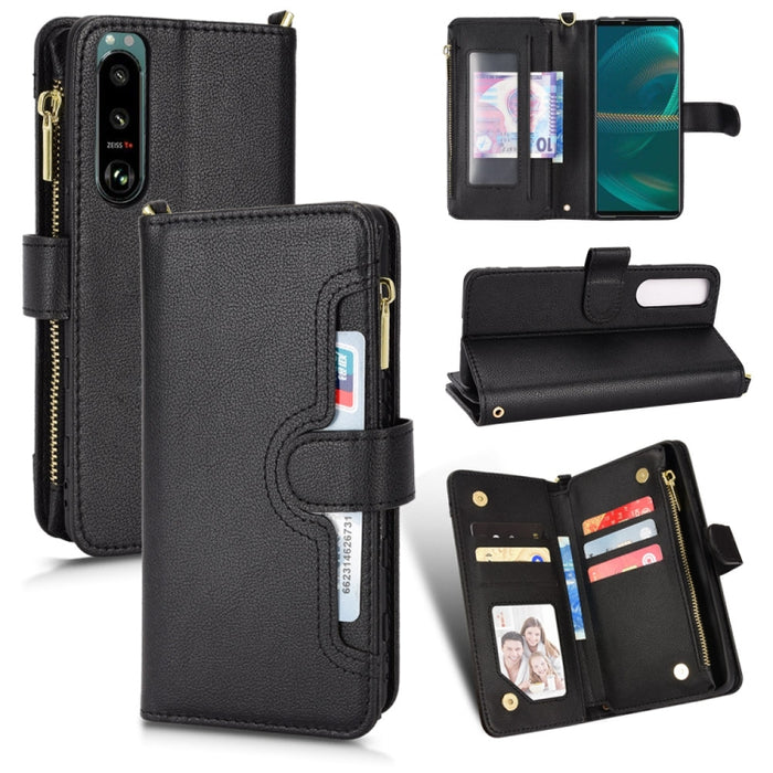 Estuche para teléfono de cuero con cremallera y textura Litchi, For Doogee S86 / S86 Pro, For Doogee S88 Pro / S88 Plus, For Doogee X96 Pro, For Sharp Aquos Zero6 / Aquos Air, For Sharp Aquos Wish, For Motorola Moto E40 / E30 / E20                     ...