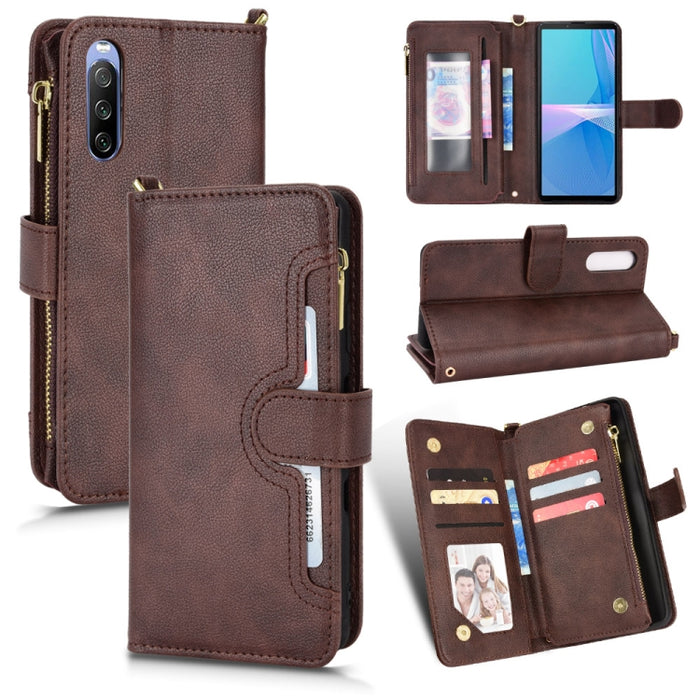 Estuche para teléfono de cuero con cremallera y textura Litchi, For Doogee S86 / S86 Pro, For Doogee S88 Pro / S88 Plus, For Doogee X96 Pro, For Sharp Aquos Zero6 / Aquos Air, For Sharp Aquos Wish, For Motorola Moto E40 / E30 / E20                     ...