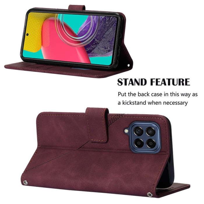 Estuche para teléfono de cuero con tapa en relieve 3D Crossbody, For Samsung Galaxy M53 5G