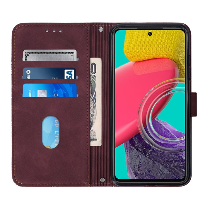 Estuche para teléfono de cuero con tapa en relieve 3D Crossbody, For Samsung Galaxy M53 5G
