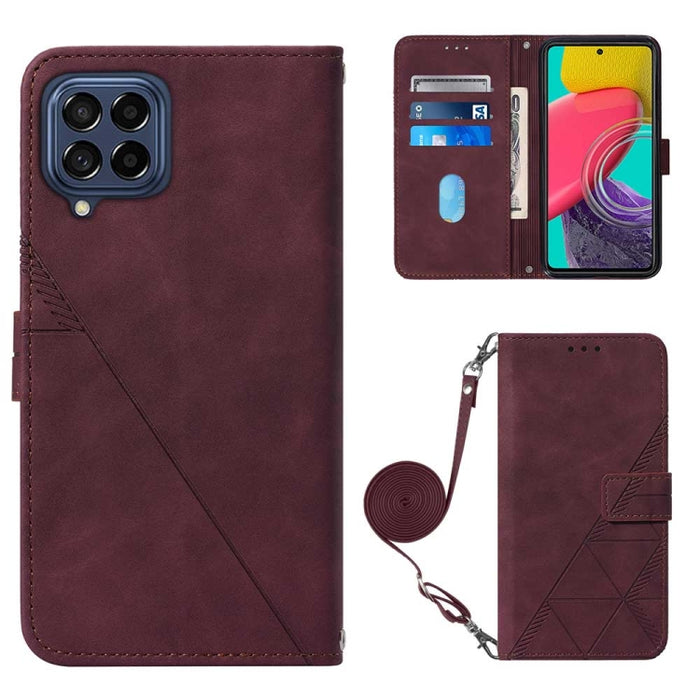 Estuche para teléfono de cuero con tapa en relieve 3D Crossbody, For Samsung Galaxy M53 5G