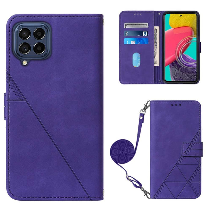 Estuche para teléfono de cuero con tapa en relieve 3D Crossbody, For Samsung Galaxy M53 5G