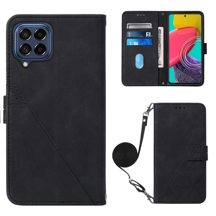 Estuche para teléfono de cuero con tapa en relieve 3D Crossbody, For Samsung Galaxy M53 5G