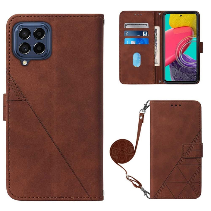 Estuche para teléfono de cuero con tapa en relieve 3D Crossbody, For Samsung Galaxy M53 5G
