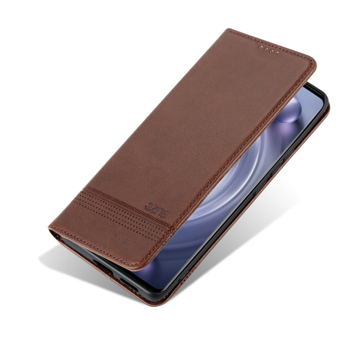 Estuche para teléfono de cuero con textura de becerro magnético AZNS, For vivo X80, For Xiaomi POCO X4 Pro 5G
