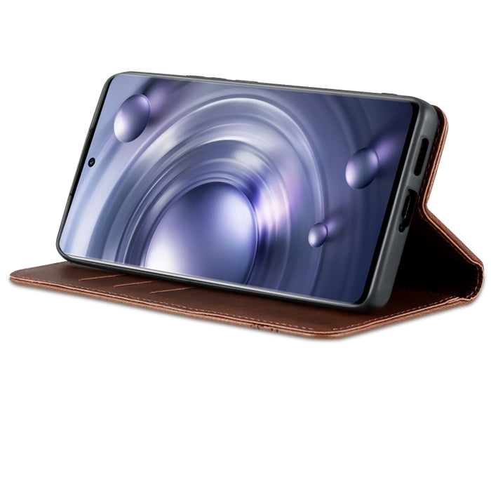 Estuche para teléfono de cuero con textura de becerro magnético AZNS, For vivo X80, For Xiaomi POCO X4 Pro 5G