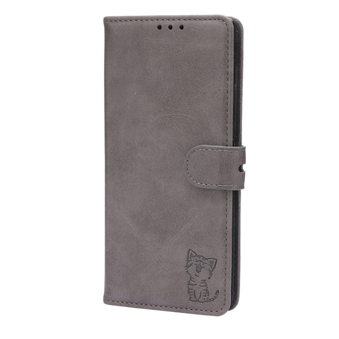 Estuche para teléfono de cuero con diseño de gato feliz en relieve, For Google Pixel 6a, For Google Pixel 7 5G, For Google Pixel 7 Pro 5G, For Xiaomi Redmi 10A, For Xiaomi Redmi Note 11 4G Global/11S, For Xiaomi Redmi Note 11 Pro Global                ...