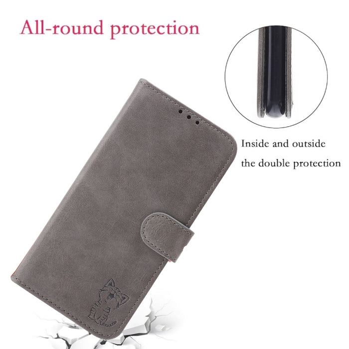 Estuche para teléfono de cuero con diseño de gato feliz en relieve, For Google Pixel 6a, For Google Pixel 7 5G, For Google Pixel 7 Pro 5G, For Xiaomi Redmi 10A, For Xiaomi Redmi Note 11 4G Global/11S, For Xiaomi Redmi Note 11 Pro Global                ...