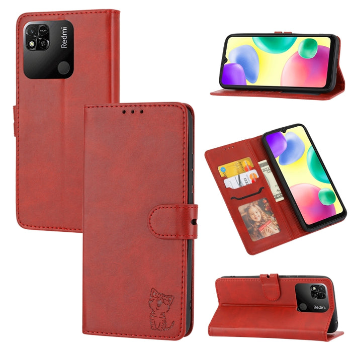Estuche para teléfono de cuero con diseño de gato feliz en relieve, For Google Pixel 6a, For Google Pixel 7 5G, For Google Pixel 7 Pro 5G, For Xiaomi Redmi 10A, For Xiaomi Redmi Note 11 4G Global/11S, For Xiaomi Redmi Note 11 Pro Global                ...
