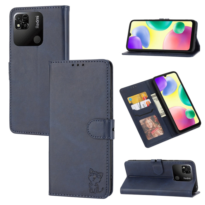 Estuche para teléfono de cuero con diseño de gato feliz en relieve, For Google Pixel 6a, For Google Pixel 7 5G, For Google Pixel 7 Pro 5G, For Xiaomi Redmi 10A, For Xiaomi Redmi Note 11 4G Global/11S, For Xiaomi Redmi Note 11 Pro Global                ...