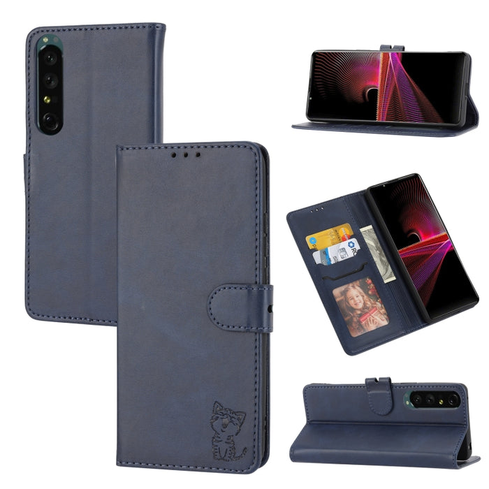 Estuche para teléfono de cuero con diseño de gato feliz en relieve, For Google Pixel 6a, For Google Pixel 7 5G, For Google Pixel 7 Pro 5G, For Xiaomi Redmi 10A, For Xiaomi Redmi Note 11 4G Global/11S, For Xiaomi Redmi Note 11 Pro Global                ...