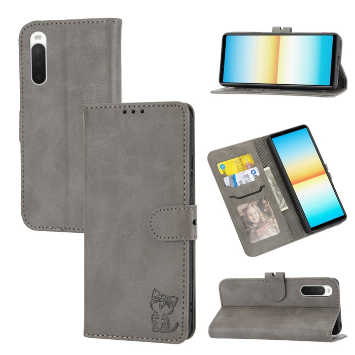 Estuche para teléfono de cuero con diseño de gato feliz en relieve, For Google Pixel 6a, For Google Pixel 7 5G, For Google Pixel 7 Pro 5G, For Xiaomi Redmi 10A, For Xiaomi Redmi Note 11 4G Global/11S, For Xiaomi Redmi Note 11 Pro Global                ...