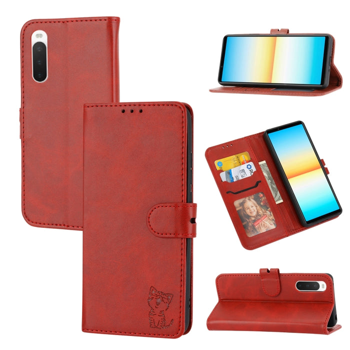 Estuche para teléfono de cuero con diseño de gato feliz en relieve, For Google Pixel 6a, For Google Pixel 7 5G, For Google Pixel 7 Pro 5G, For Xiaomi Redmi 10A, For Xiaomi Redmi Note 11 4G Global/11S, For Xiaomi Redmi Note 11 Pro Global                ...