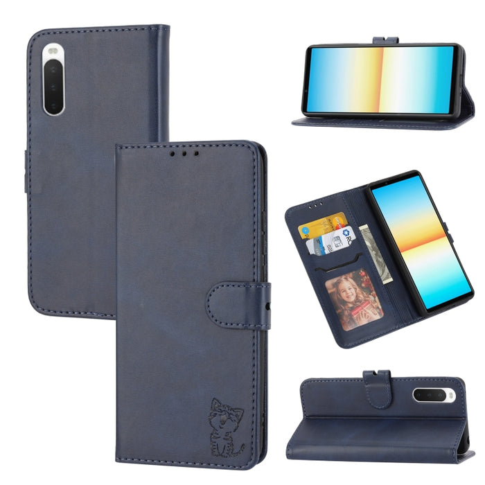 Estuche para teléfono de cuero con diseño de gato feliz en relieve, For Google Pixel 6a, For Google Pixel 7 5G, For Google Pixel 7 Pro 5G, For Xiaomi Redmi 10A, For Xiaomi Redmi Note 11 4G Global/11S, For Xiaomi Redmi Note 11 Pro Global                ...