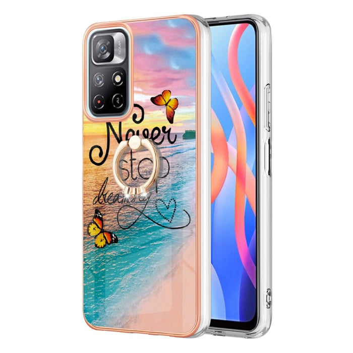 Caja del teléfono de galvanoplastia IMD TPU con anillo, For Xiaomi Redmi Note 9 / Redmi 10X 4G, For Xiaomi Redmi Note 11 China, For Xiaomi Redmi Note 11 Pro China, For Xiaomi Redmi Note 11 Pro 5G / 4G Global, For Xiaomi Redmi Note 11S / Note 11 Global