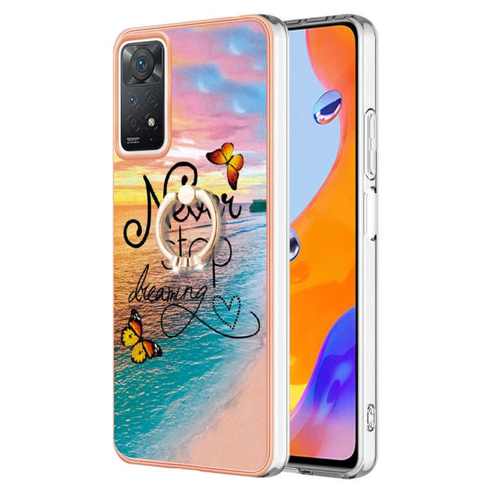 Caja del teléfono de galvanoplastia IMD TPU con anillo, For Xiaomi Redmi Note 9 / Redmi 10X 4G, For Xiaomi Redmi Note 11 China, For Xiaomi Redmi Note 11 Pro China, For Xiaomi Redmi Note 11 Pro 5G / 4G Global, For Xiaomi Redmi Note 11S / Note 11 Global