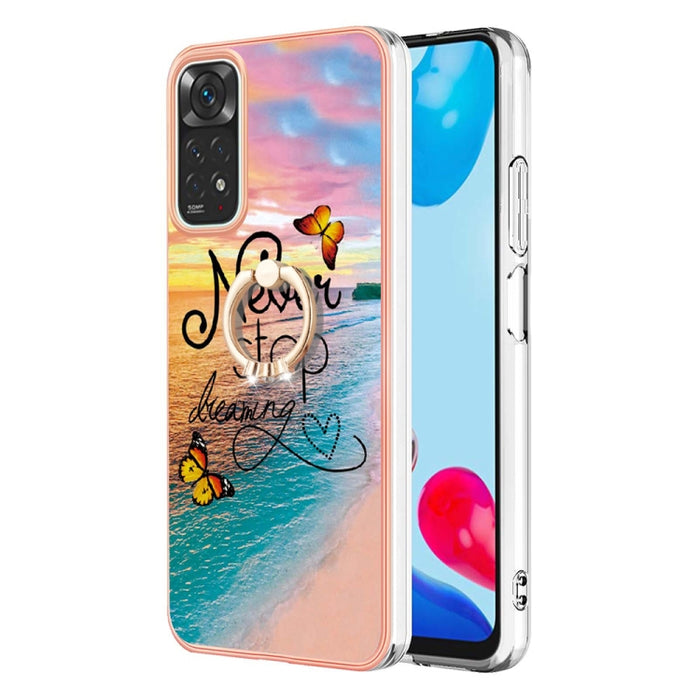 Caja del teléfono de galvanoplastia IMD TPU con anillo, For Xiaomi Redmi Note 9 / Redmi 10X 4G, For Xiaomi Redmi Note 11 China, For Xiaomi Redmi Note 11 Pro China, For Xiaomi Redmi Note 11 Pro 5G / 4G Global, For Xiaomi Redmi Note 11S / Note 11 Global