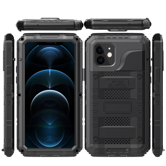 Caja de teléfono de metal + silicona con protector de pantalla