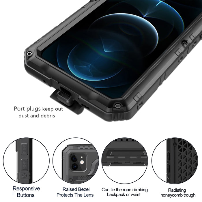 Caja de teléfono de metal + silicona con protector de pantalla