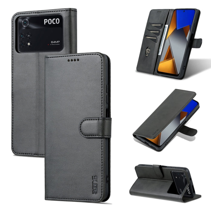 AZNS Skin Feel Calf Texture Flip Funda de cuero para teléfono, For Xiaomi Poco M4 Pro 4G