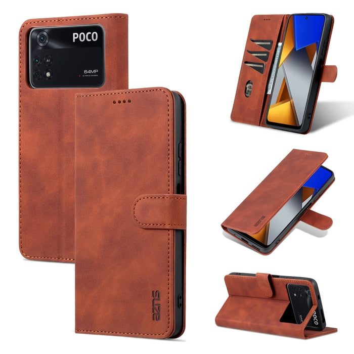 AZNS Skin Feel Calf Texture Flip Funda de cuero para teléfono, For Xiaomi Poco M4 Pro 4G