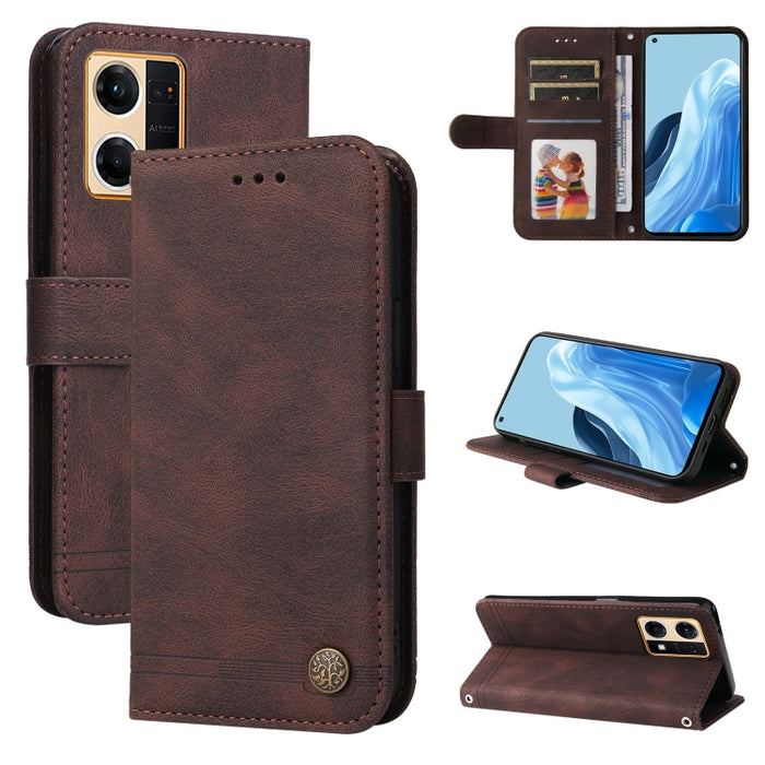 Skin Feel Life Tree Funda de piel para teléfono con botón de metal, For Xiaomi Redmi Note 11E / 10 Prime+ 5G, For Honor 50 Pro / Huawei nova 9 Pro, For Infinix Note 11, For OPPO Realme GT Neo3, For OPPO Reno7 4G / F21 Pro 4G                            ...