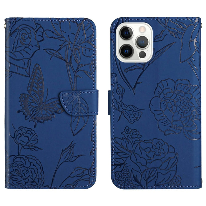 Skin Feel Butterfly Peony Estuche para teléfono de cuero en relieve