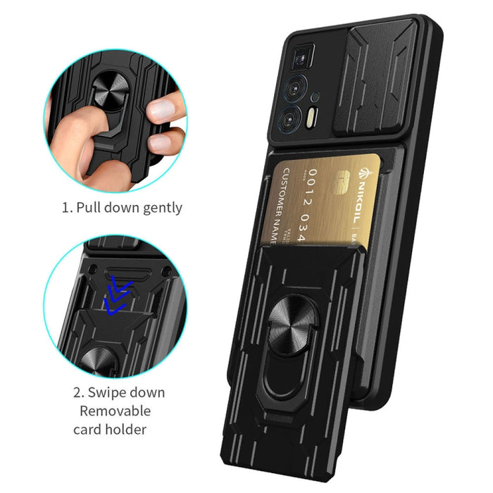 Funda deslizante para teléfono Camshield TPU+PC con ranura para tarjeta, For Motorola Edge 20 Pro, For Motorola Moto G100, For OPPO A16, For Xiaomi 12 Pro, For OPPO Realme 8i