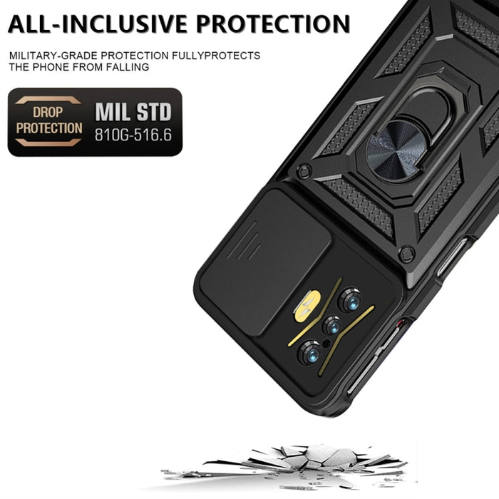 Diseño de cubierta de cámara deslizante Funda de teléfono TPU + PC, For Xiaomi Poco F4 GT / Redmi K50 Gaming, For OPPO Realme C35