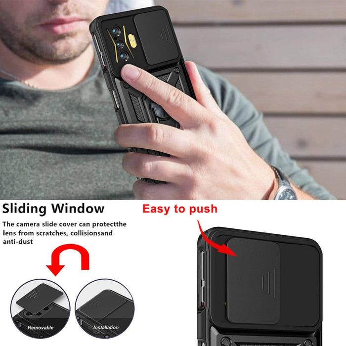 Diseño de cubierta de cámara deslizante Funda de teléfono TPU + PC, For Xiaomi Poco F4 GT / Redmi K50 Gaming, For OPPO Realme C35