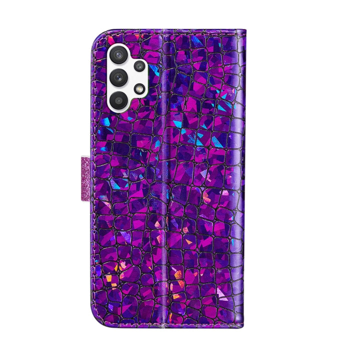 Estuche para teléfono de cuero con textura de cocodrilo en polvo con purpurina láser, For Samsung Galaxy A13 4G, For Xiaomi Redmi 10C