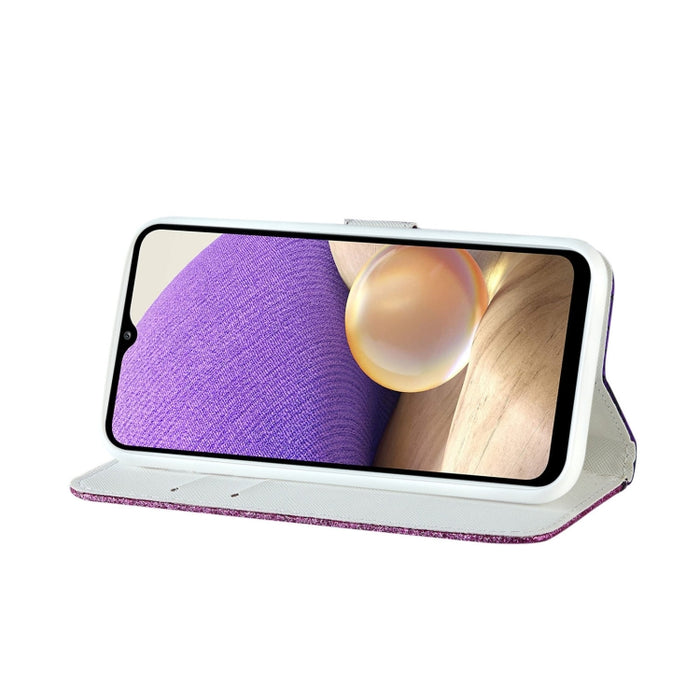 Estuche para teléfono de cuero con textura de cocodrilo en polvo con purpurina láser, For Samsung Galaxy A13 4G, For Xiaomi Redmi 10C