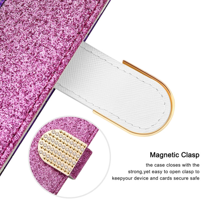 Estuche para teléfono de cuero con textura de cocodrilo en polvo con purpurina láser, For Samsung Galaxy A13 4G, For Xiaomi Redmi 10C