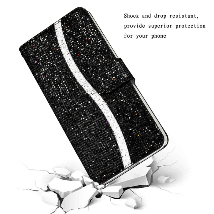 Estuche para teléfono de cuero con polvo de purpurina, For Xiaomi Redmi 10C, For Samsung Galaxy A13 4G