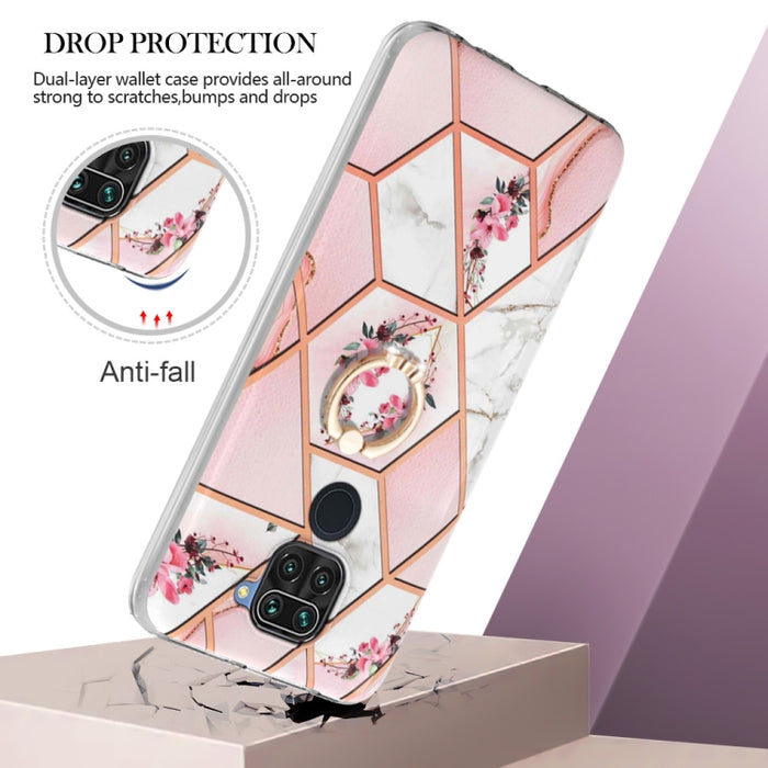 Estuche para anillo de TPU con estampado de flores de mármol empalmado, For Xiaomi Redmi Note 9 / 10X 4G, For Xiaomi Redmi Note 11 5G Chinese, For Xiaomi Redmi Note 11 Pro 5G / 4G Foreign, For Xiaomi Redmi Note 11 Pro / Note 11 Pro+                    ...