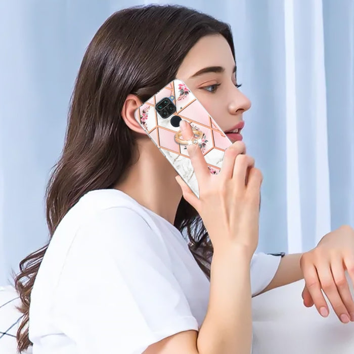 Estuche para anillo de TPU con estampado de flores de mármol empalmado, For Xiaomi Redmi Note 9 / 10X 4G, For Xiaomi Redmi Note 11 5G Chinese, For Xiaomi Redmi Note 11 Pro 5G / 4G Foreign, For Xiaomi Redmi Note 11 Pro / Note 11 Pro+                    ...