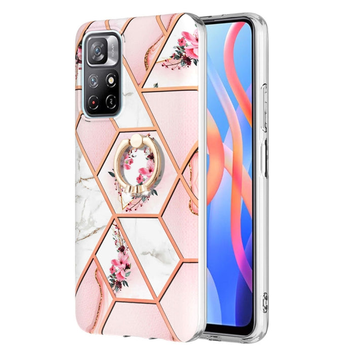 Estuche para anillo de TPU con estampado de flores de mármol empalmado, For Xiaomi Redmi Note 9 / 10X 4G, For Xiaomi Redmi Note 11 5G Chinese, For Xiaomi Redmi Note 11 Pro 5G / 4G Foreign, For Xiaomi Redmi Note 11 Pro / Note 11 Pro+                    ...