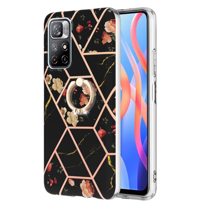 Estuche para anillo de TPU con estampado de flores de mármol empalmado, For Xiaomi Redmi Note 9 / 10X 4G, For Xiaomi Redmi Note 11 5G Chinese, For Xiaomi Redmi Note 11 Pro 5G / 4G Foreign, For Xiaomi Redmi Note 11 Pro / Note 11 Pro+                    ...