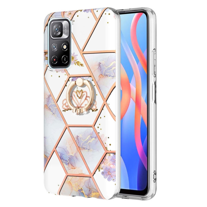 Estuche para anillo de TPU con estampado de flores de mármol empalmado, For Xiaomi Redmi Note 9 / 10X 4G, For Xiaomi Redmi Note 11 5G Chinese, For Xiaomi Redmi Note 11 Pro 5G / 4G Foreign, For Xiaomi Redmi Note 11 Pro / Note 11 Pro+                    ...