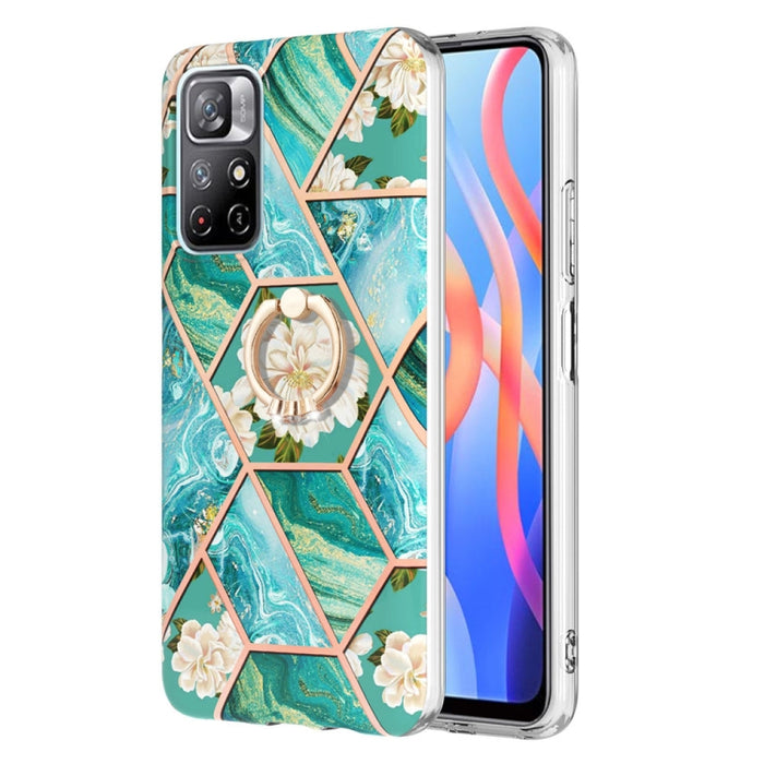 Estuche para anillo de TPU con estampado de flores de mármol empalmado, For Xiaomi Redmi Note 9 / 10X 4G, For Xiaomi Redmi Note 11 5G Chinese, For Xiaomi Redmi Note 11 Pro 5G / 4G Foreign, For Xiaomi Redmi Note 11 Pro / Note 11 Pro+                    ...