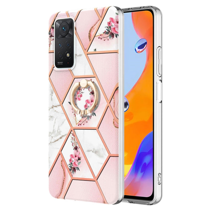 Estuche para anillo de TPU con estampado de flores de mármol empalmado, For Xiaomi Redmi Note 9 / 10X 4G, For Xiaomi Redmi Note 11 5G Chinese, For Xiaomi Redmi Note 11 Pro 5G / 4G Foreign, For Xiaomi Redmi Note 11 Pro / Note 11 Pro+                    ...