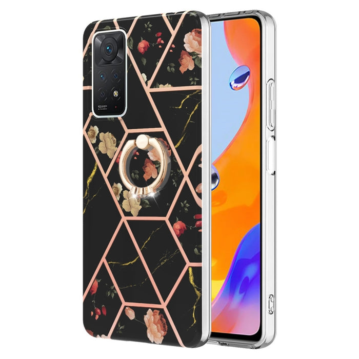 Estuche para anillo de TPU con estampado de flores de mármol empalmado, For Xiaomi Redmi Note 9 / 10X 4G, For Xiaomi Redmi Note 11 5G Chinese, For Xiaomi Redmi Note 11 Pro 5G / 4G Foreign, For Xiaomi Redmi Note 11 Pro / Note 11 Pro+                    ...