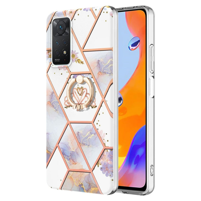 Estuche para anillo de TPU con estampado de flores de mármol empalmado, For Xiaomi Redmi Note 9 / 10X 4G, For Xiaomi Redmi Note 11 5G Chinese, For Xiaomi Redmi Note 11 Pro 5G / 4G Foreign, For Xiaomi Redmi Note 11 Pro / Note 11 Pro+                    ...