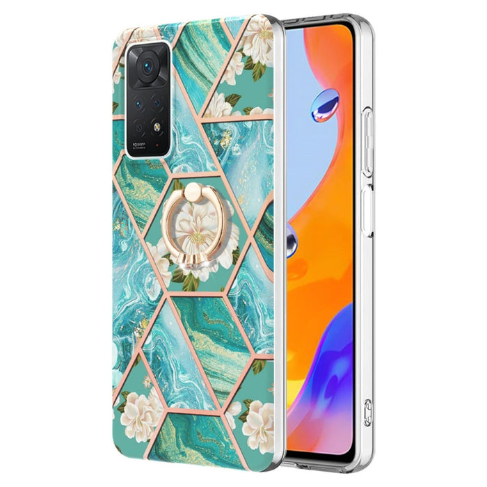 Estuche para anillo de TPU con estampado de flores de mármol empalmado, For Xiaomi Redmi Note 9 / 10X 4G, For Xiaomi Redmi Note 11 5G Chinese, For Xiaomi Redmi Note 11 Pro 5G / 4G Foreign, For Xiaomi Redmi Note 11 Pro / Note 11 Pro+                    ...