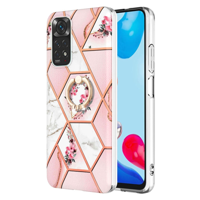 Estuche para anillo de TPU con estampado de flores de mármol empalmado, For Xiaomi Redmi Note 9 / 10X 4G, For Xiaomi Redmi Note 11 5G Chinese, For Xiaomi Redmi Note 11 Pro 5G / 4G Foreign, For Xiaomi Redmi Note 11 Pro / Note 11 Pro+                    ...