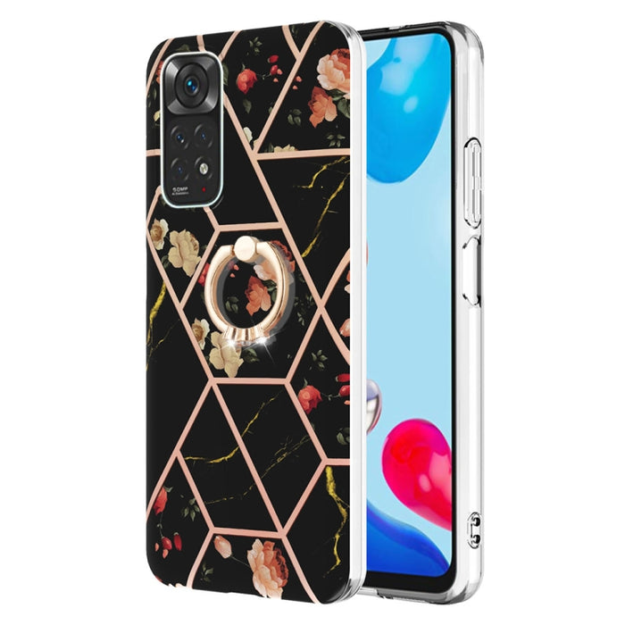 Estuche para anillo de TPU con estampado de flores de mármol empalmado, For Xiaomi Redmi Note 9 / 10X 4G, For Xiaomi Redmi Note 11 5G Chinese, For Xiaomi Redmi Note 11 Pro 5G / 4G Foreign, For Xiaomi Redmi Note 11 Pro / Note 11 Pro+                    ...