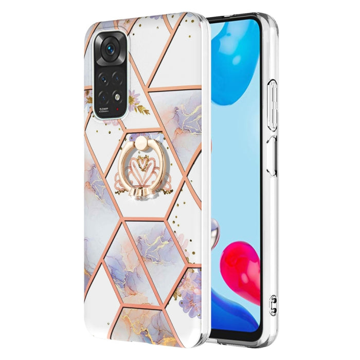 Estuche para anillo de TPU con estampado de flores de mármol empalmado, For Xiaomi Redmi Note 9 / 10X 4G, For Xiaomi Redmi Note 11 5G Chinese, For Xiaomi Redmi Note 11 Pro 5G / 4G Foreign, For Xiaomi Redmi Note 11 Pro / Note 11 Pro+                    ...